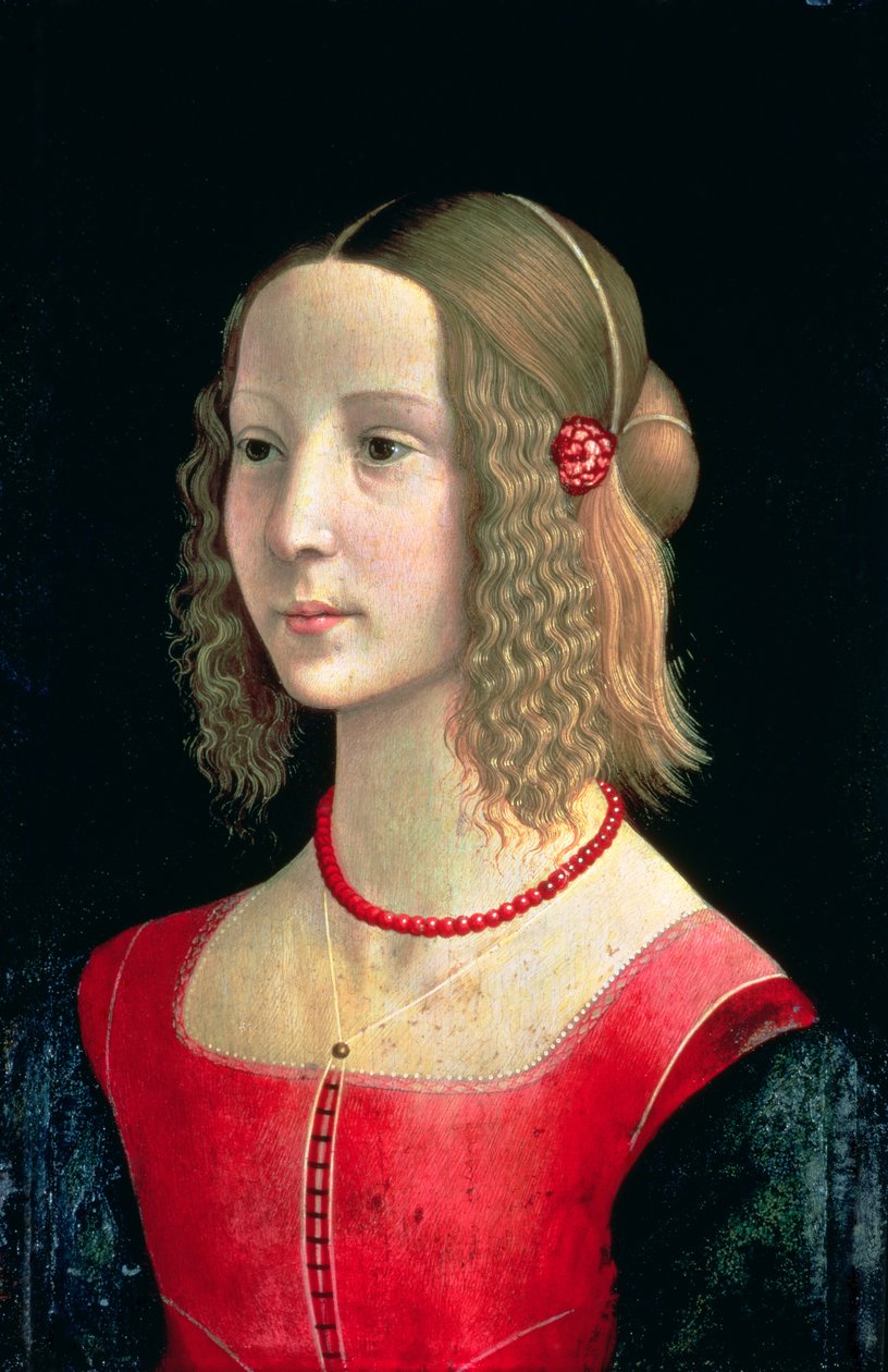 少女の肖像、c.1490（パネル上のテンペラ）